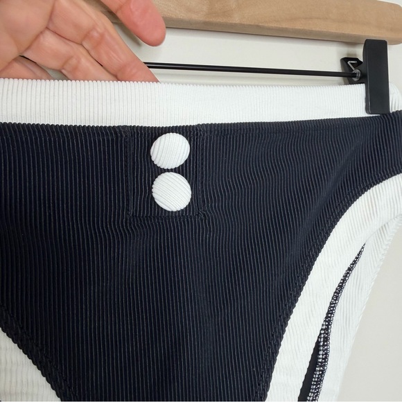 Antonio Melani Black & White High Waisted Bikini Bottom Colorblock Retro Swim - Picture 4 of 8
